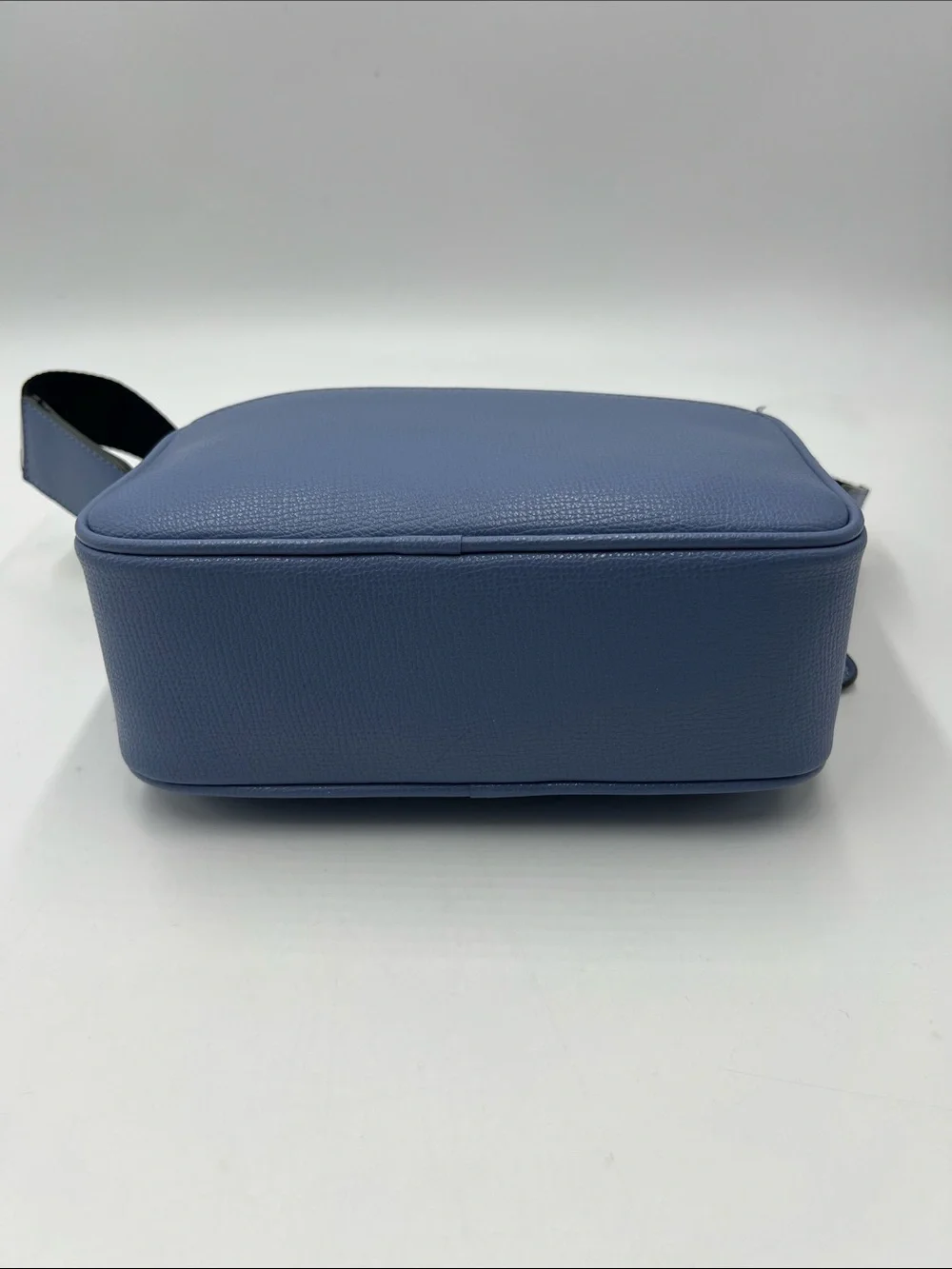 Karl Lagerfeld Perforated Logo Blue Leather Camera Bag with Branded Strap